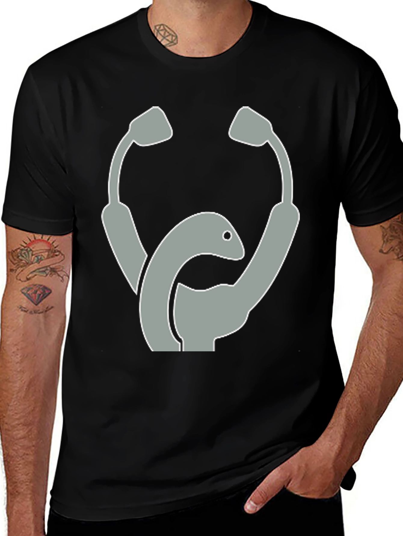 Stethoscope Loch Ness Monster Graphic T-Shirt