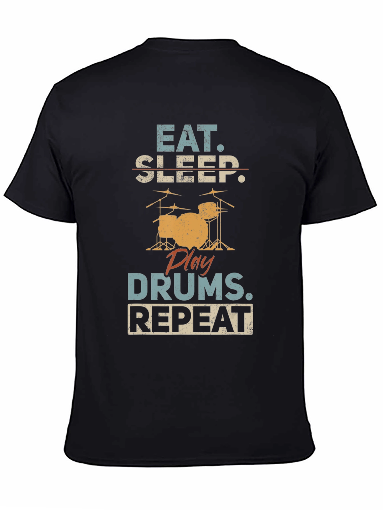Eat Sleep Drums Repeat Black T-Shirt