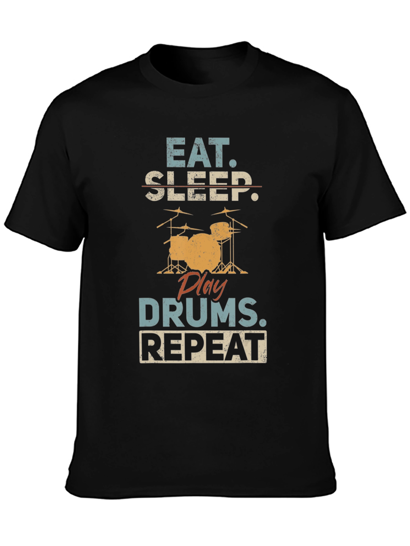 Eat Sleep Drums Repeat Black T-Shirt