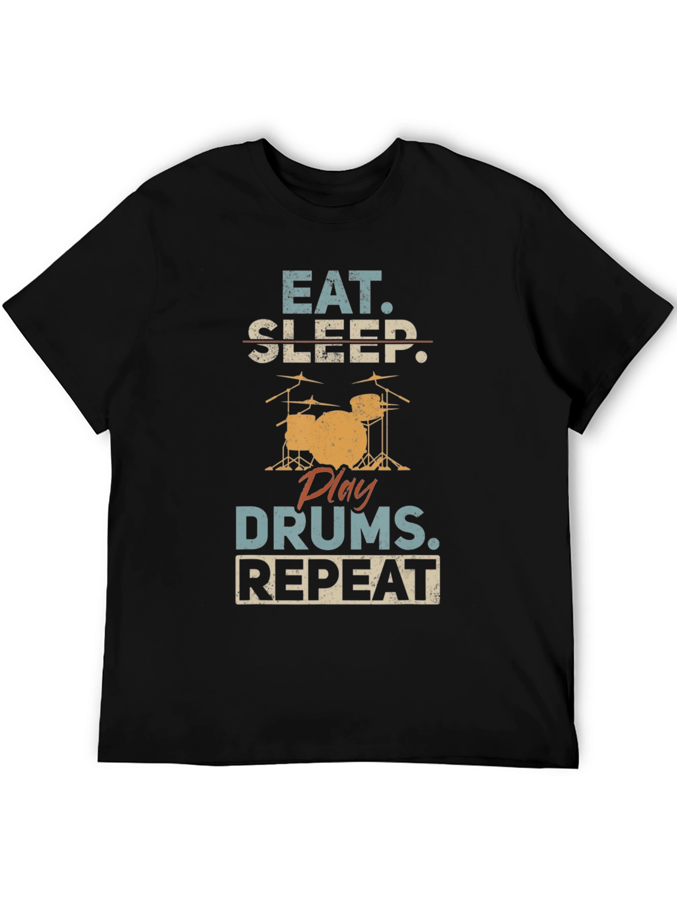 Eat Sleep Drums Repeat Black T-Shirt