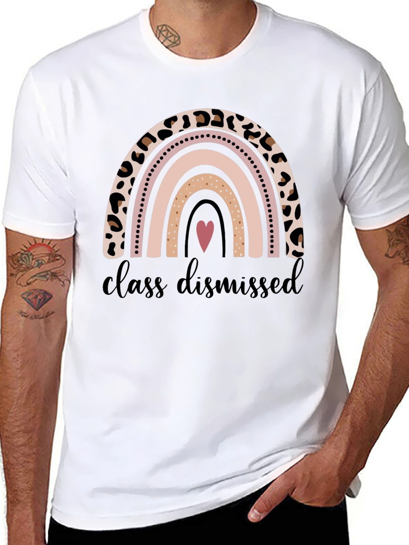 Class Dismissed Leopard Rainbow Teacher Shirt