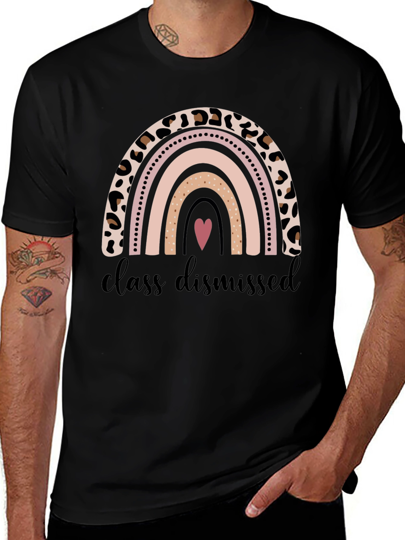 Class Dismissed Leopard Rainbow Teacher Shirt