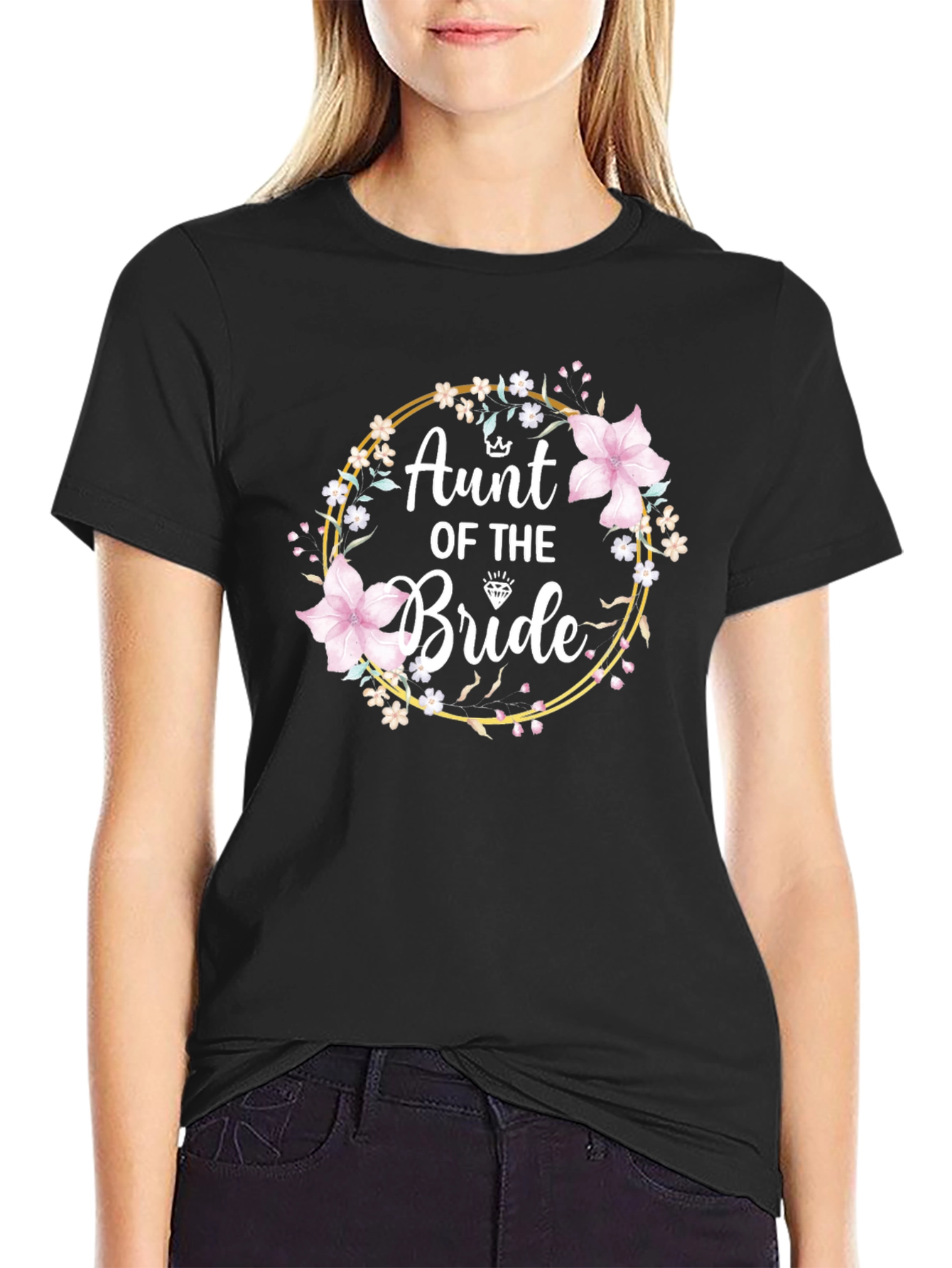 Aunt of the Bride Floral Wreath T-Shirt