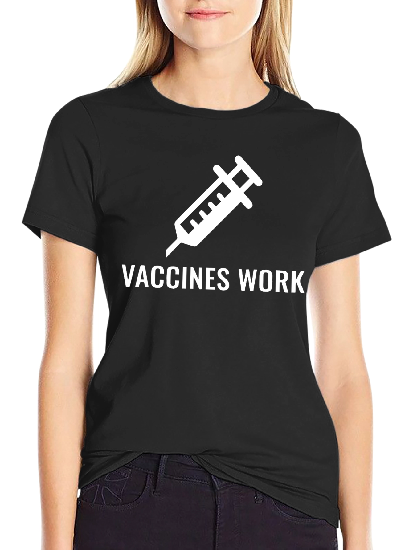 Vaccines Work Graphic Tee - Black Cotton T-Shirt