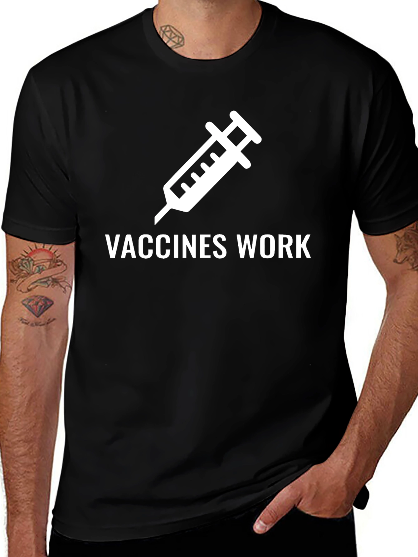 Vaccines Work Graphic Tee - Black Cotton T-Shirt