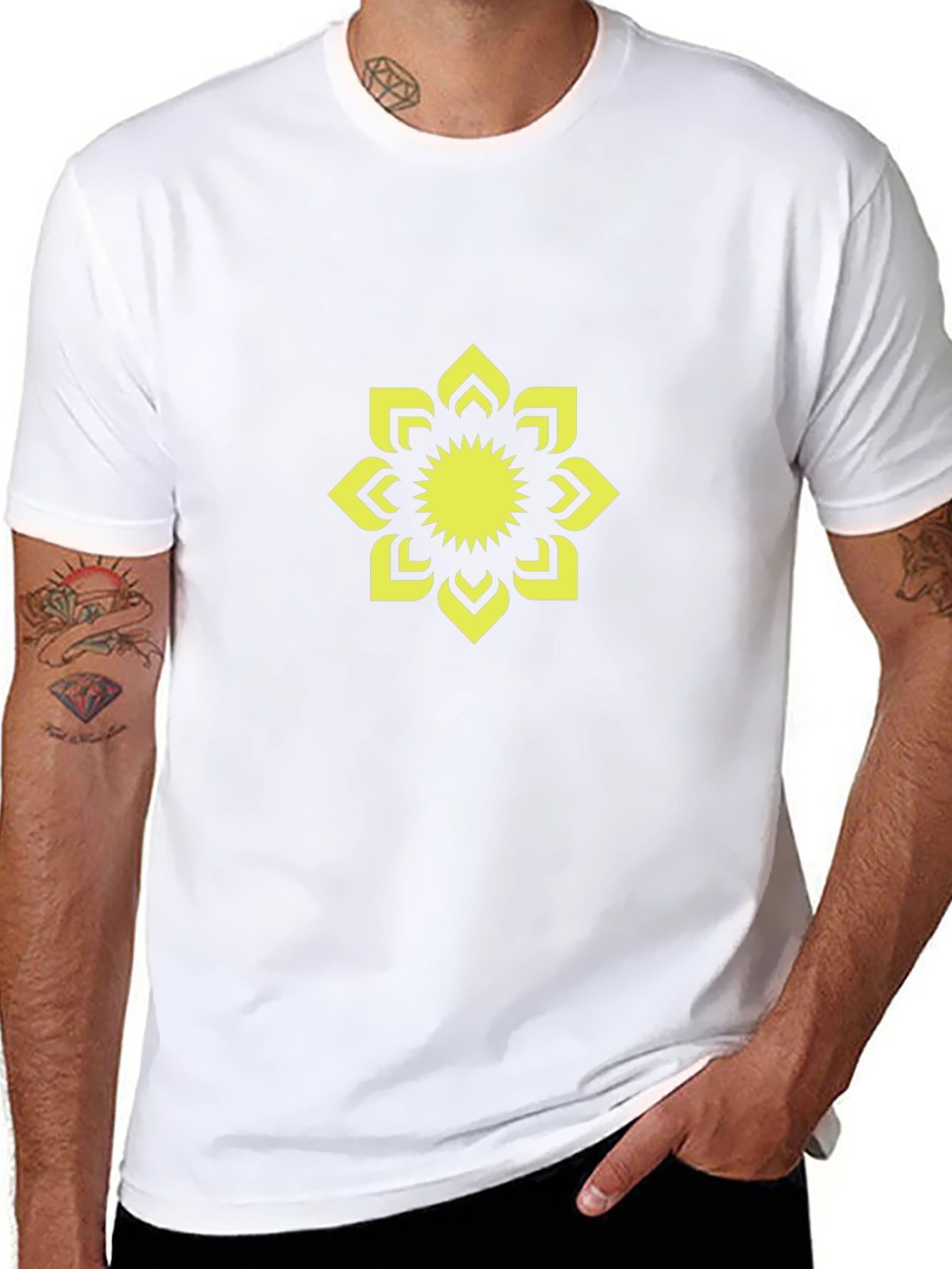 Black T-Shirt with Yellow Floral Graphic