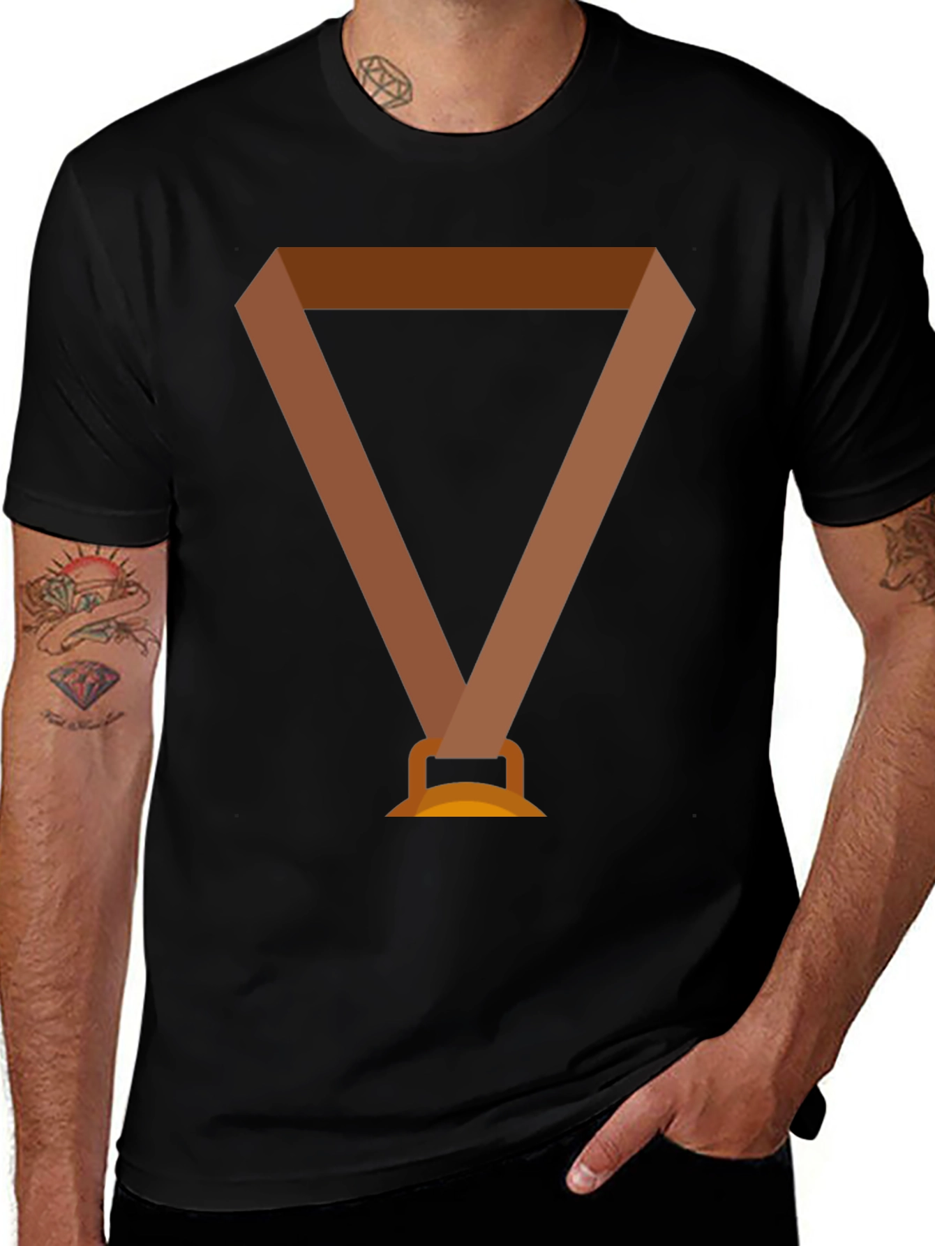 Novelty Medal Graphic Black T-Shirt