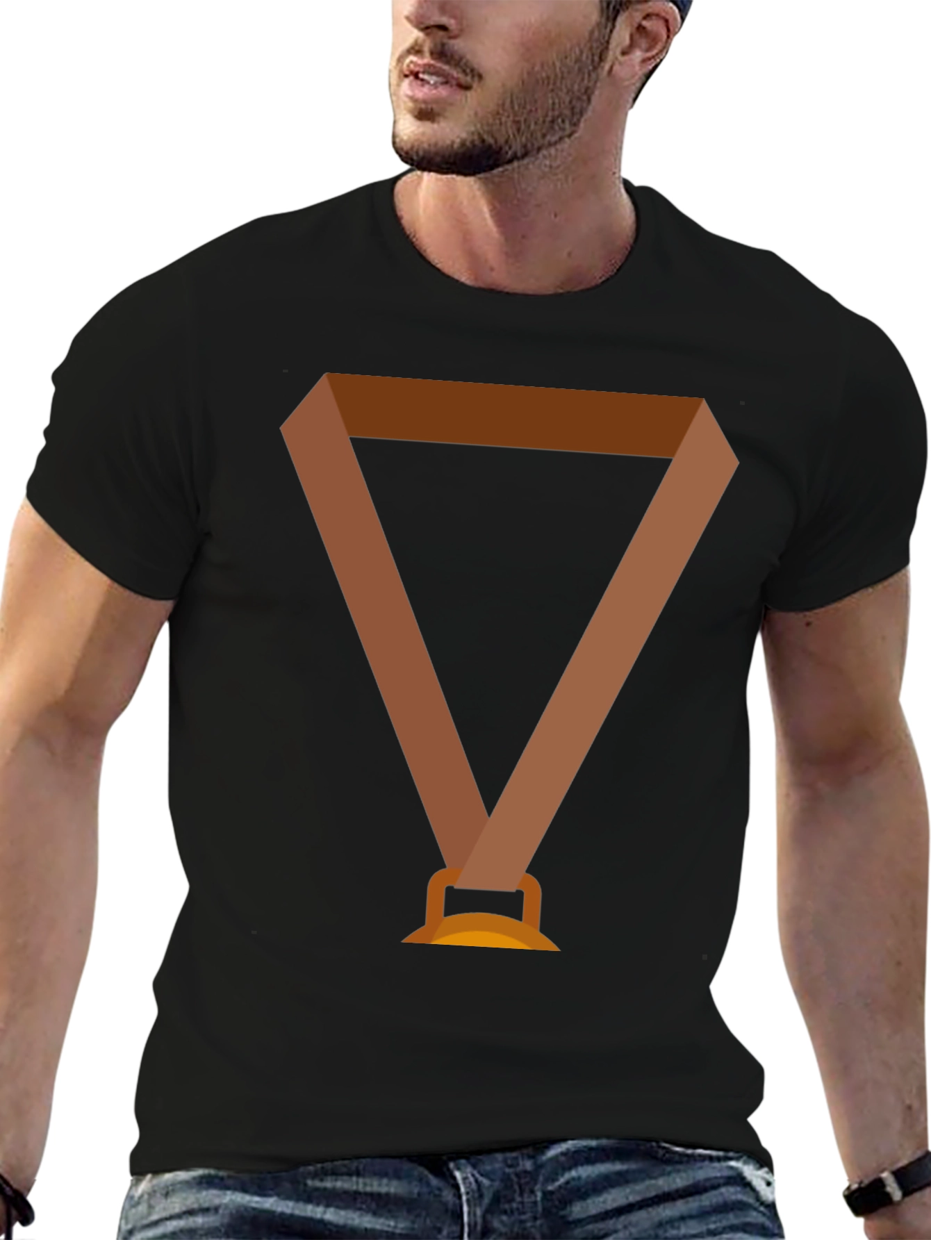 Novelty Medal Graphic Black T-Shirt