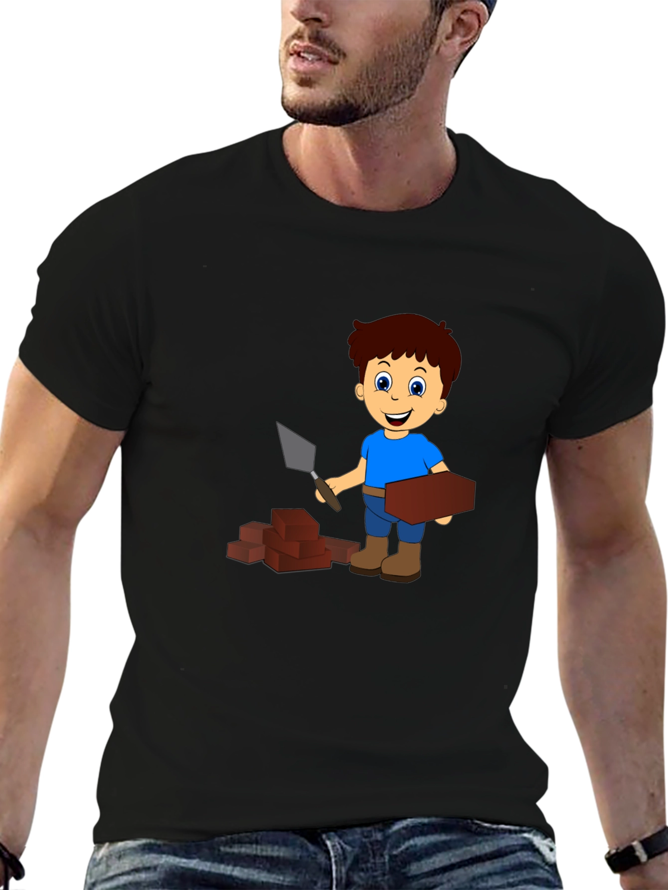 Cartoon Bricklayer Graphic Tee