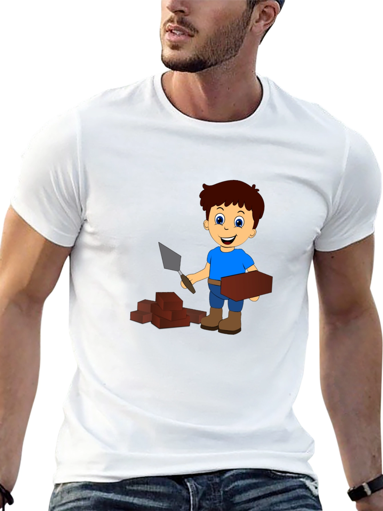 Cartoon Bricklayer Graphic Tee