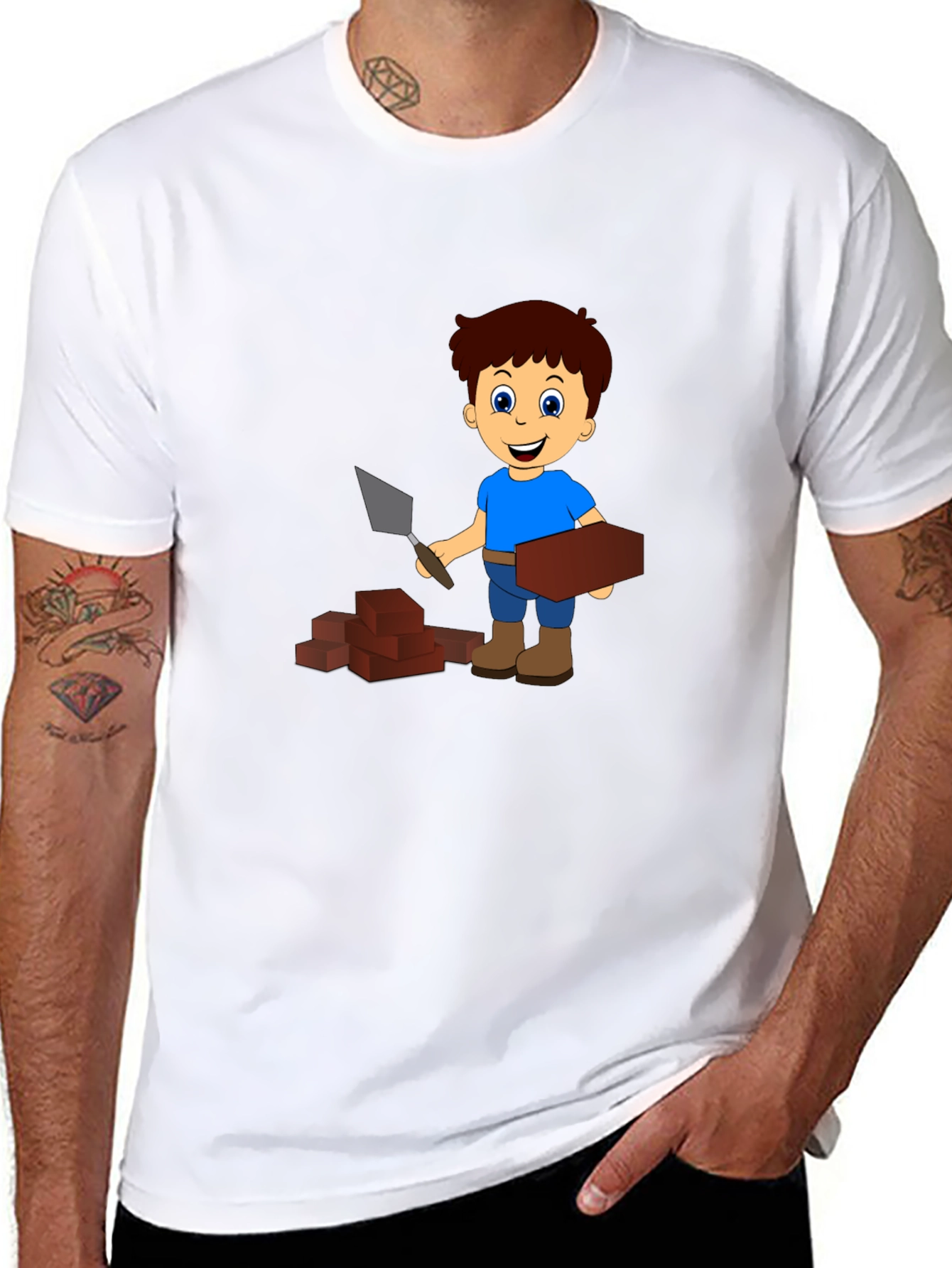 Cartoon Bricklayer Graphic Tee