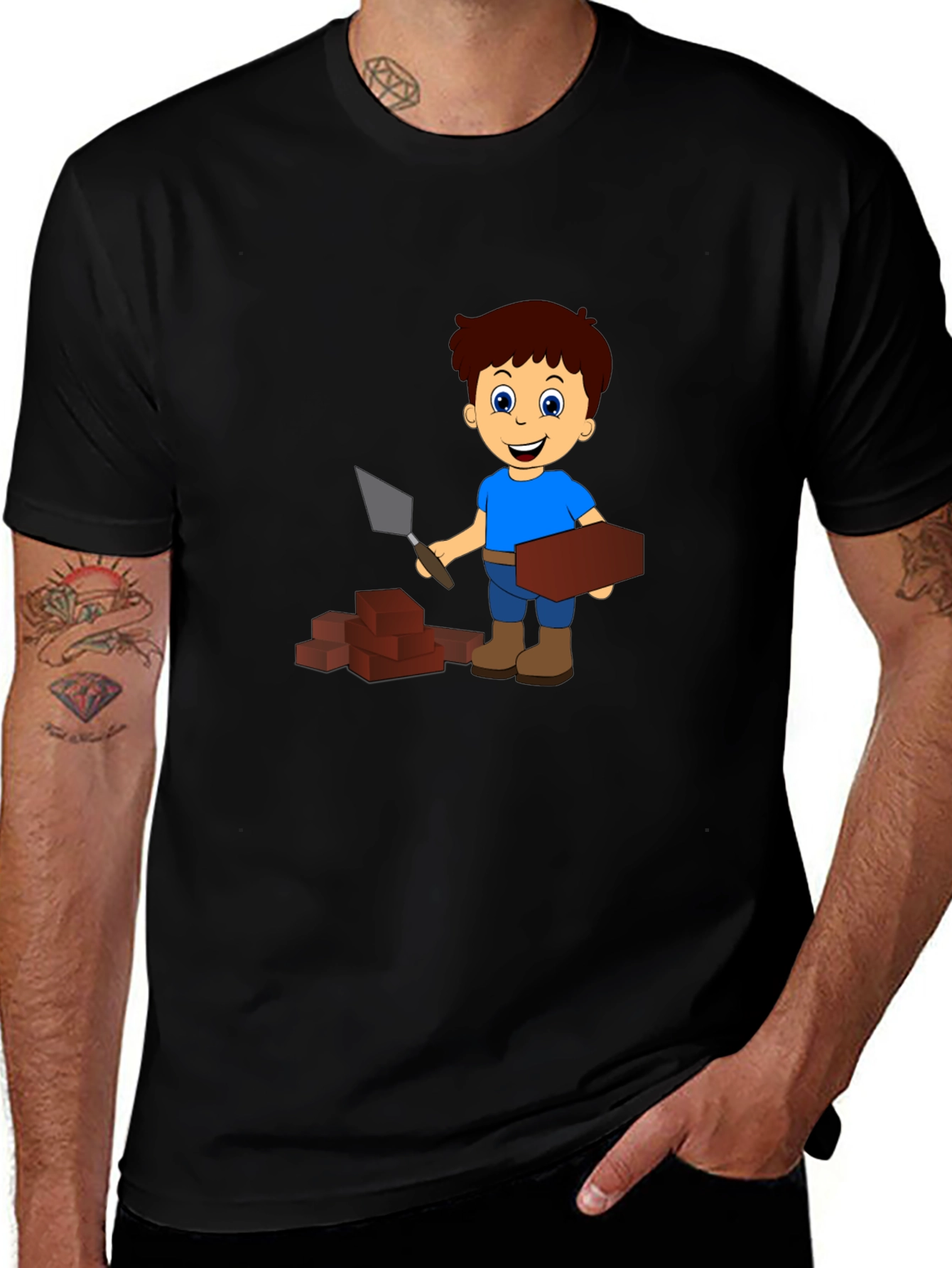 Cartoon Bricklayer Graphic Tee