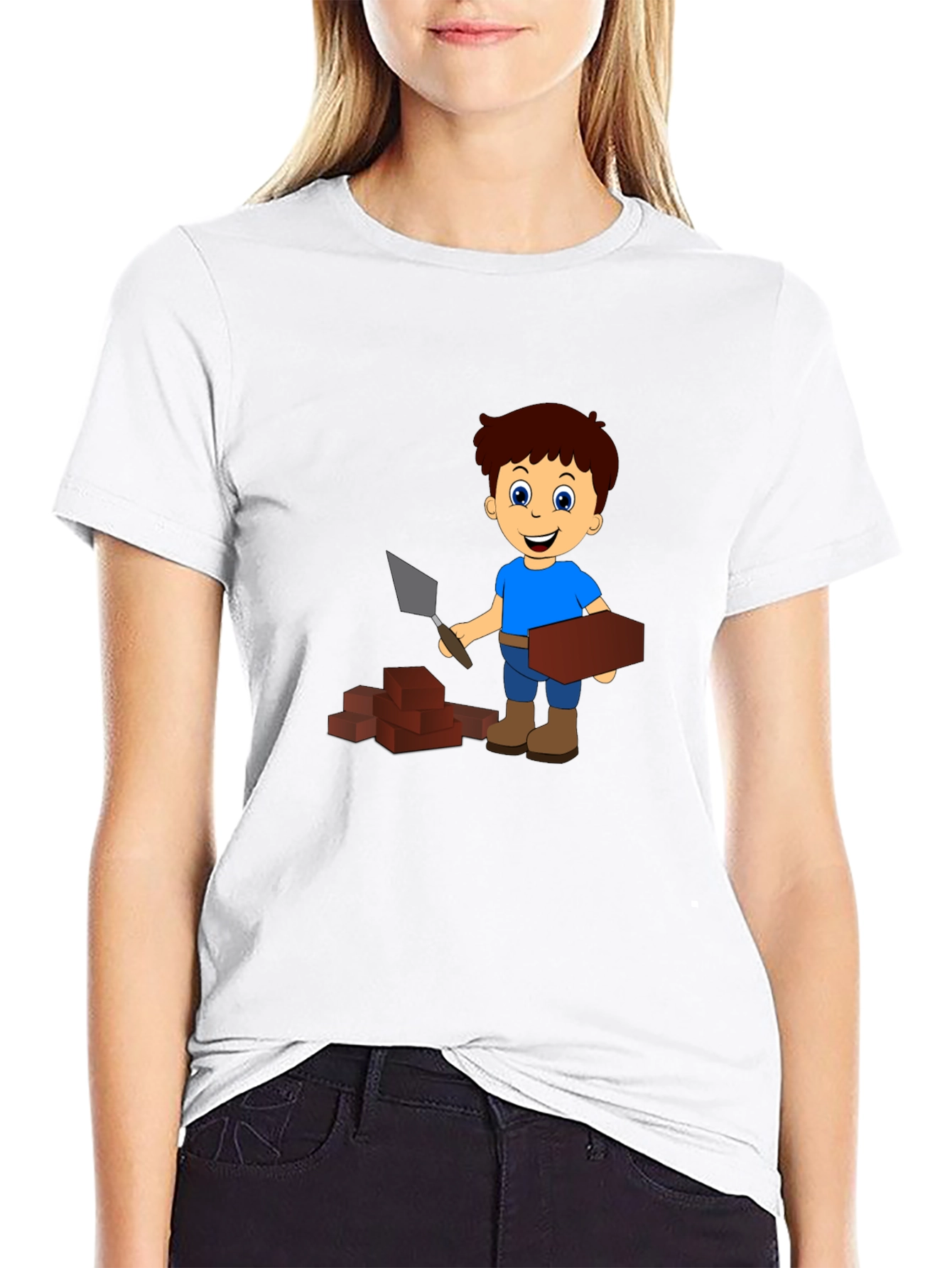Cartoon Bricklayer Graphic Tee