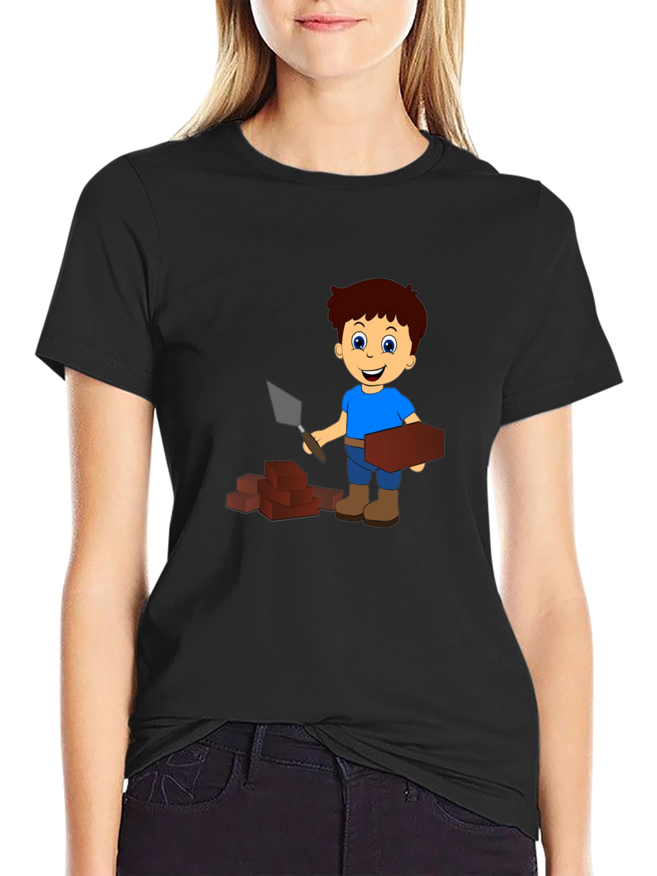 Cartoon Bricklayer Graphic Tee