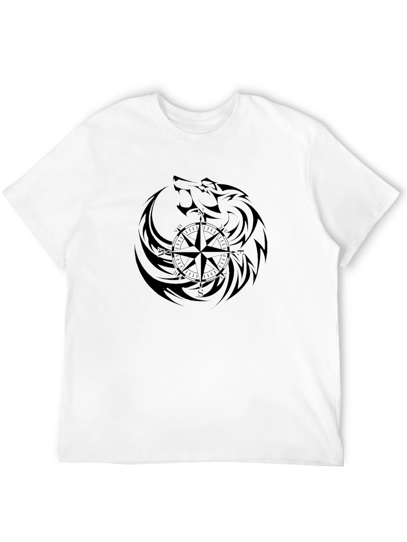 Black Wolf Compass Graphic T-Shirt