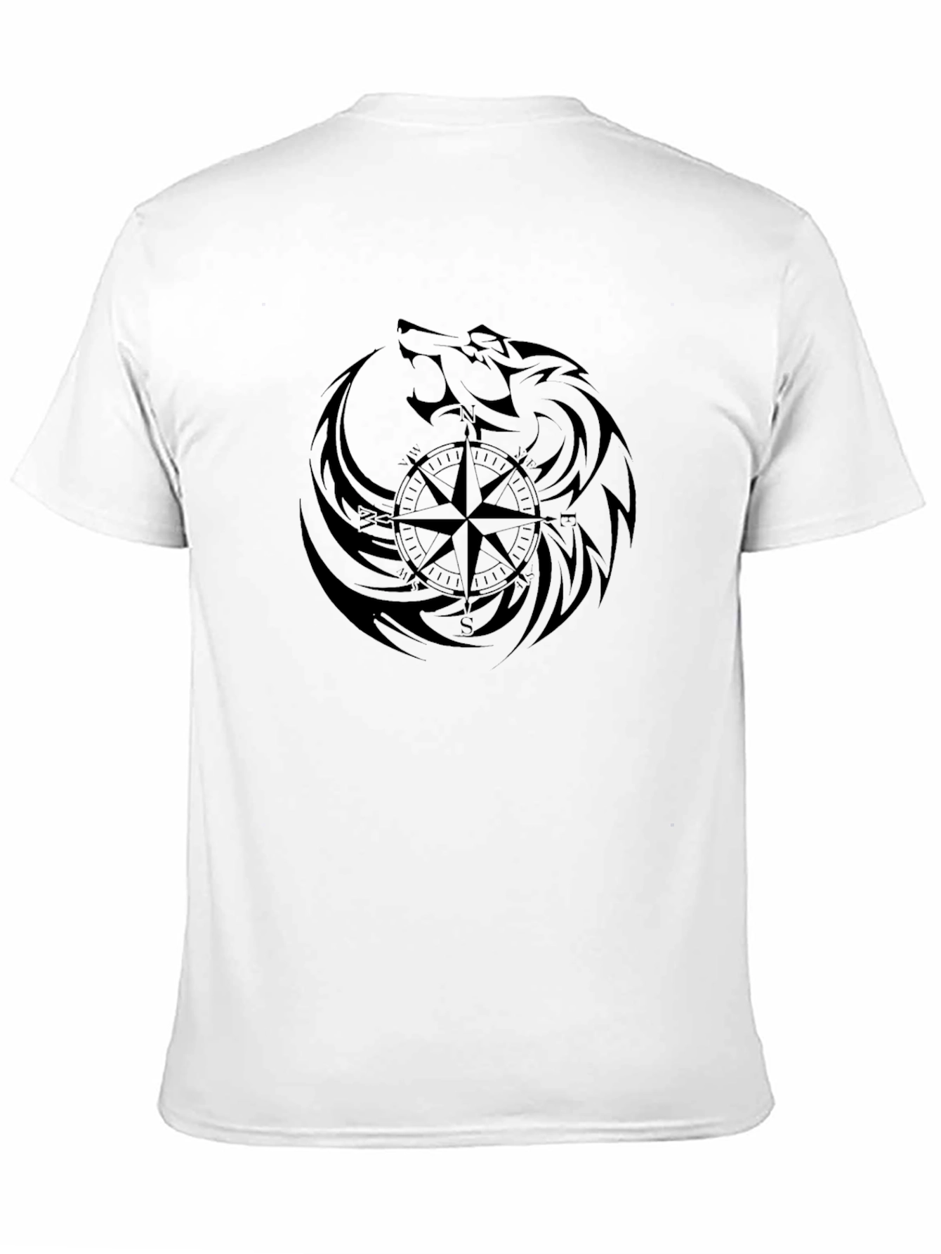 Black Wolf Compass Graphic T-Shirt