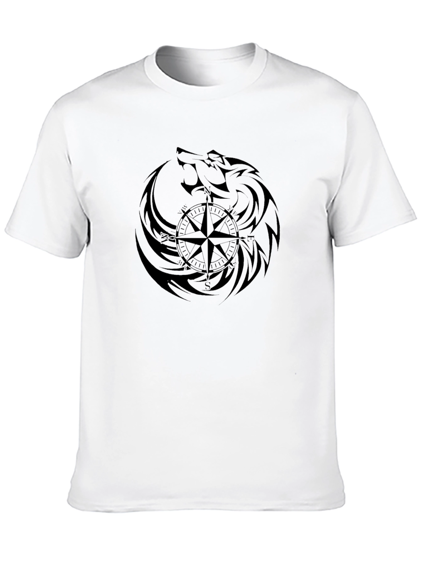 Black Wolf Compass Graphic T-Shirt