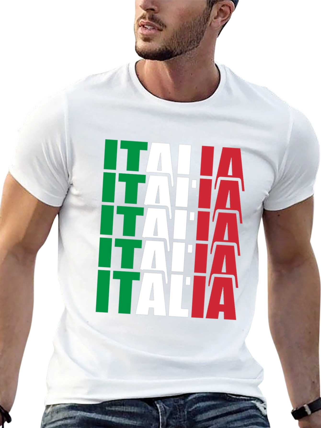 Italia Flag Graphic T-Shirt - Black Bold Design