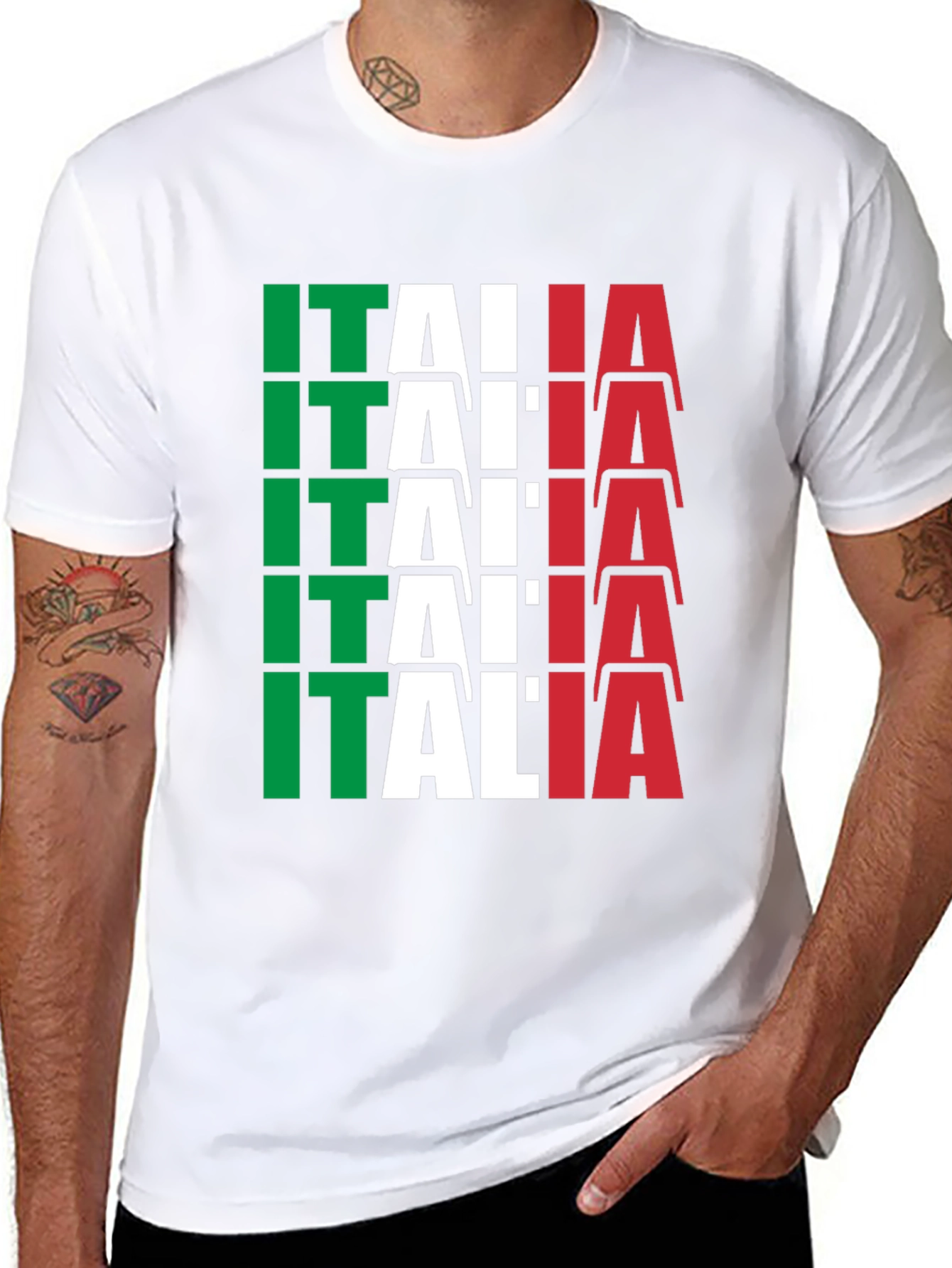 Italia Flag Graphic T-Shirt - Black Bold Design