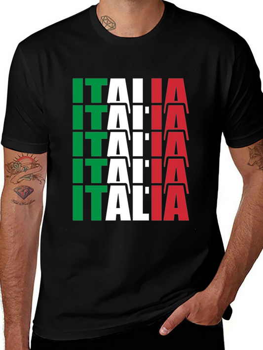 Italia Flag Graphic T-Shirt - Black Bold Design