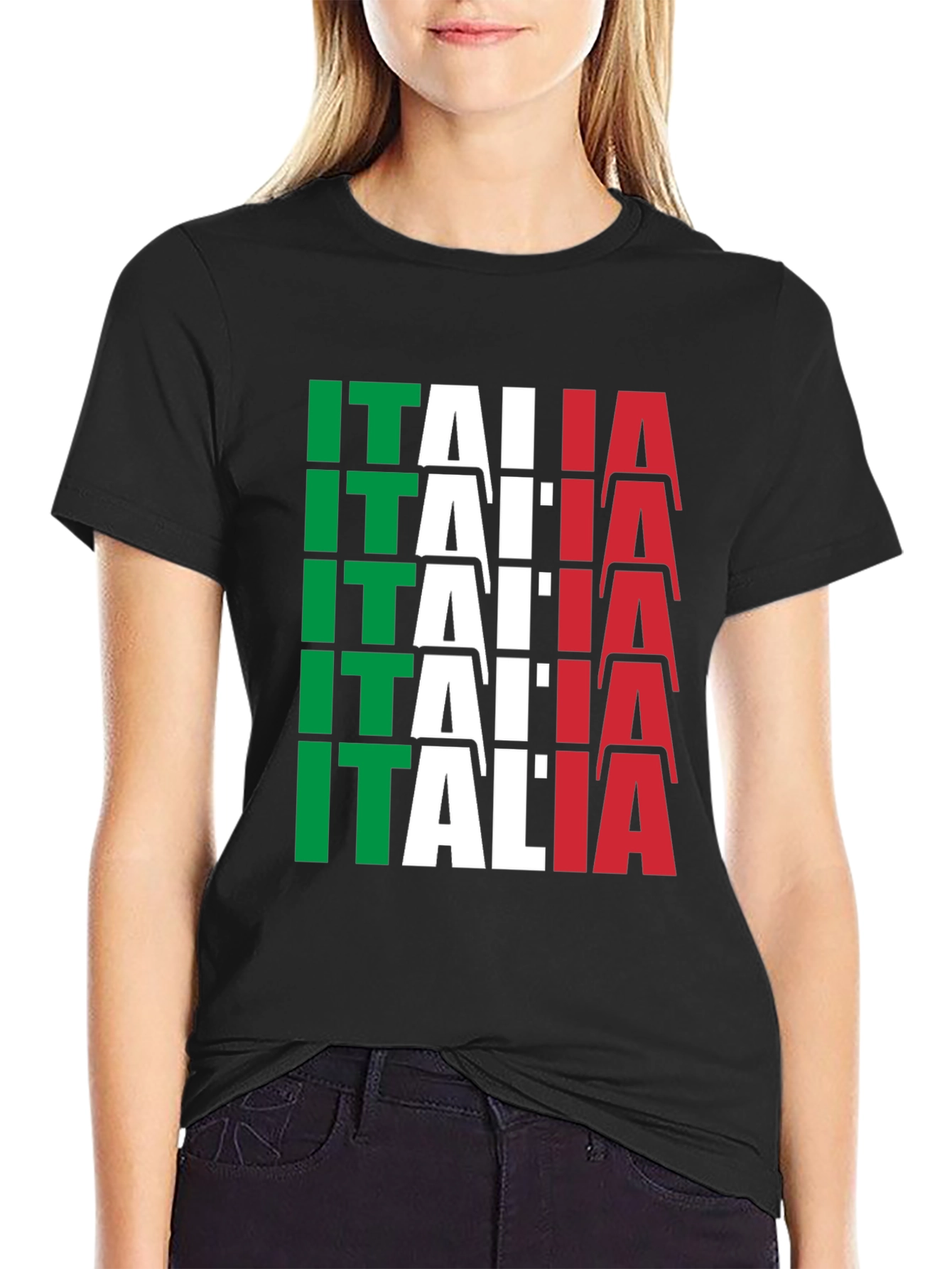 Italia Flag Graphic T-Shirt - Black Bold Design