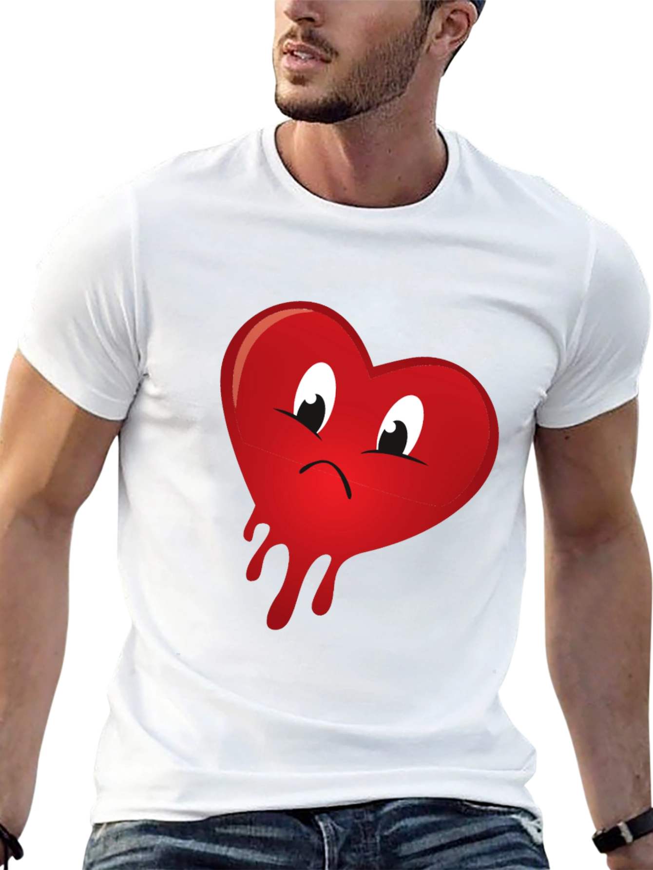 Sad Heart Drip Graphic T-Shirt - Unisex Black Tee