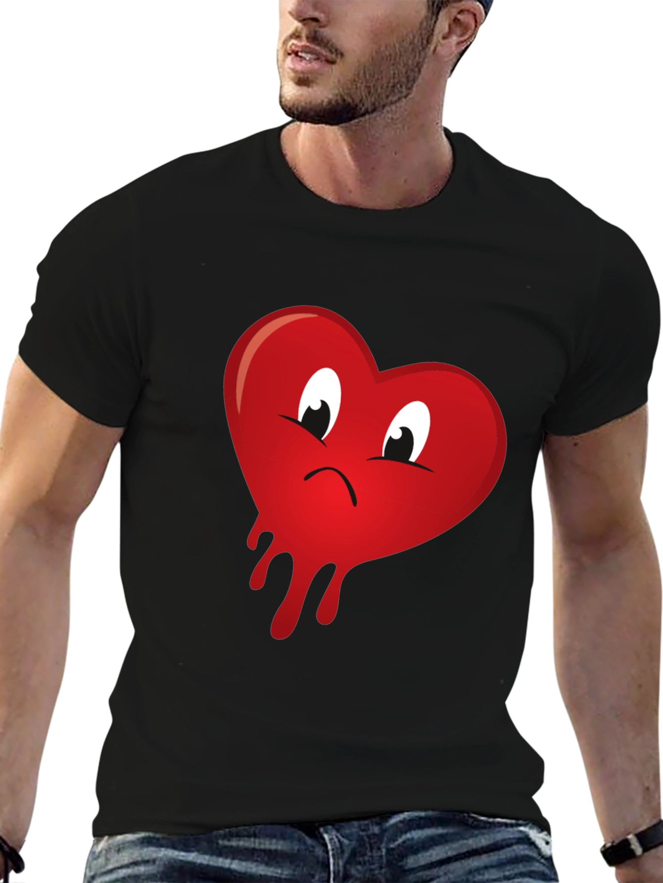 Sad Heart Drip Graphic T-Shirt - Unisex Black Tee