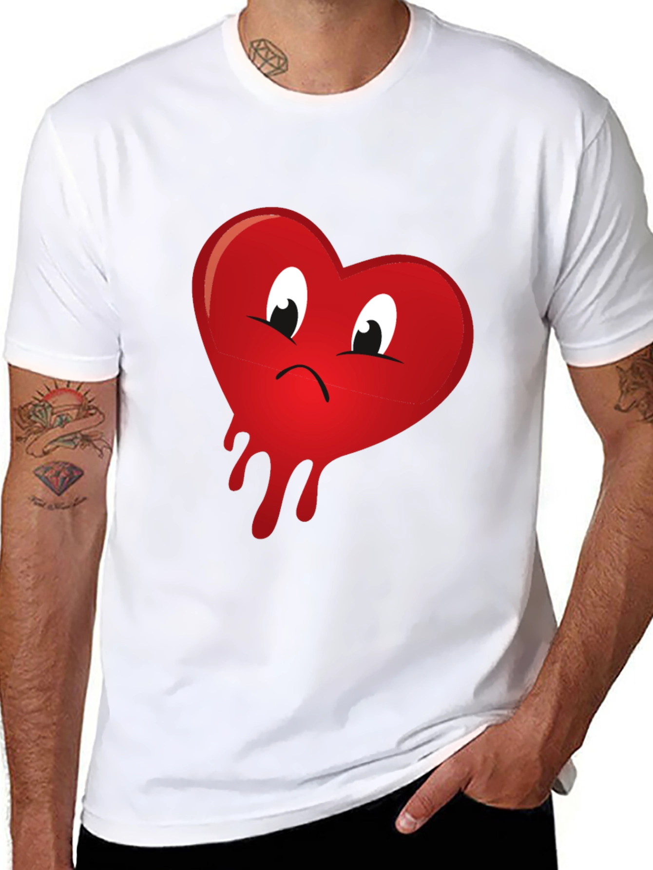 Sad Heart Drip Graphic T-Shirt - Unisex Black Tee