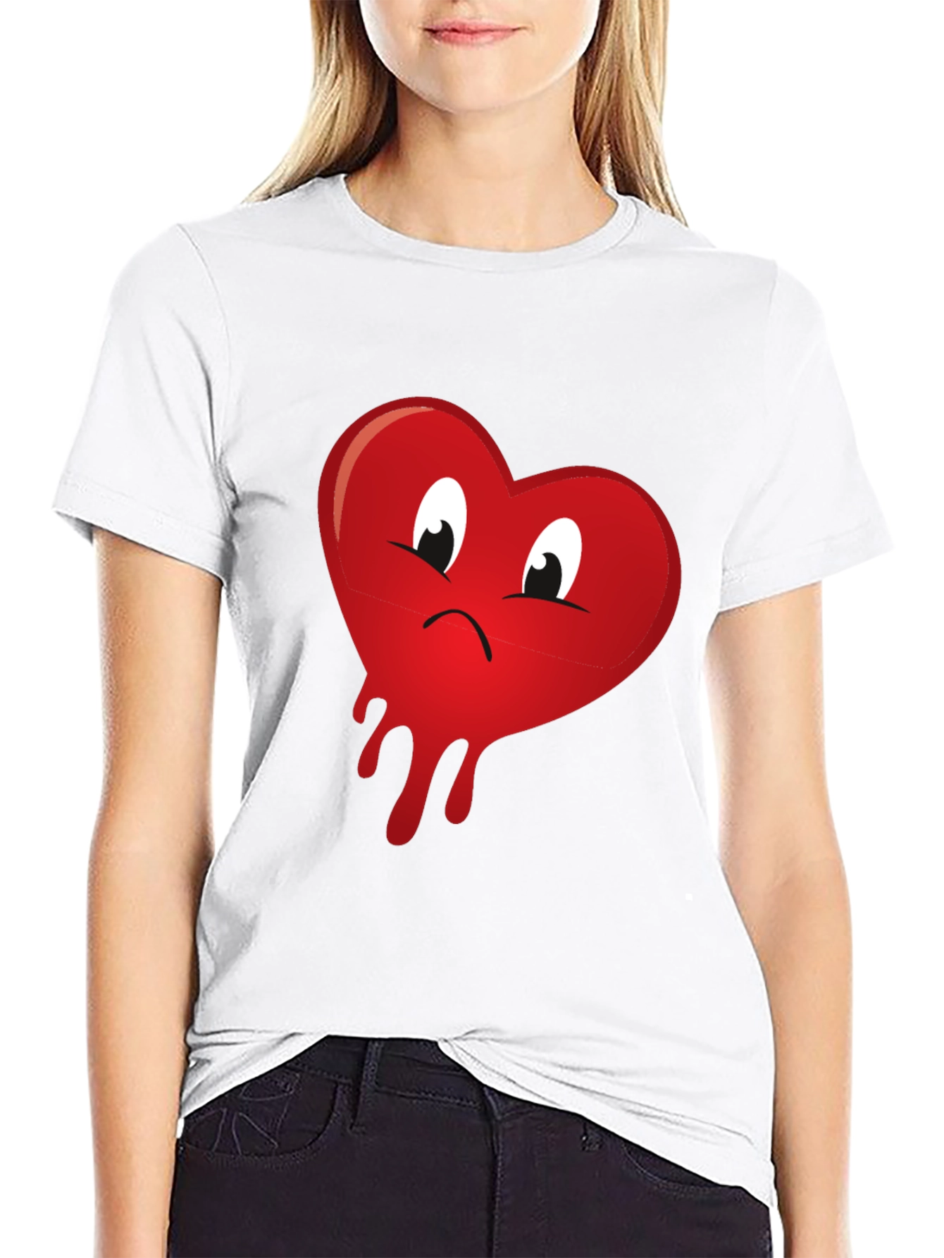 Sad Heart Drip Graphic T-Shirt - Unisex Black Tee