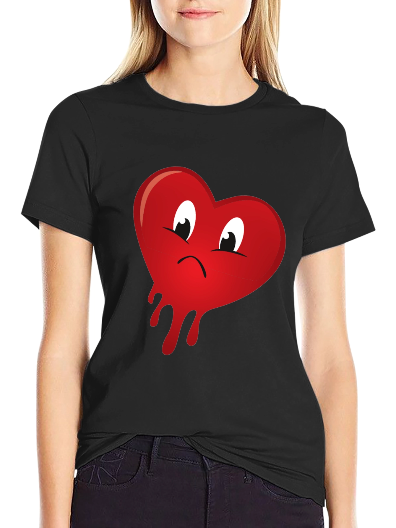 Sad Heart Drip Graphic T-Shirt - Unisex Black Tee