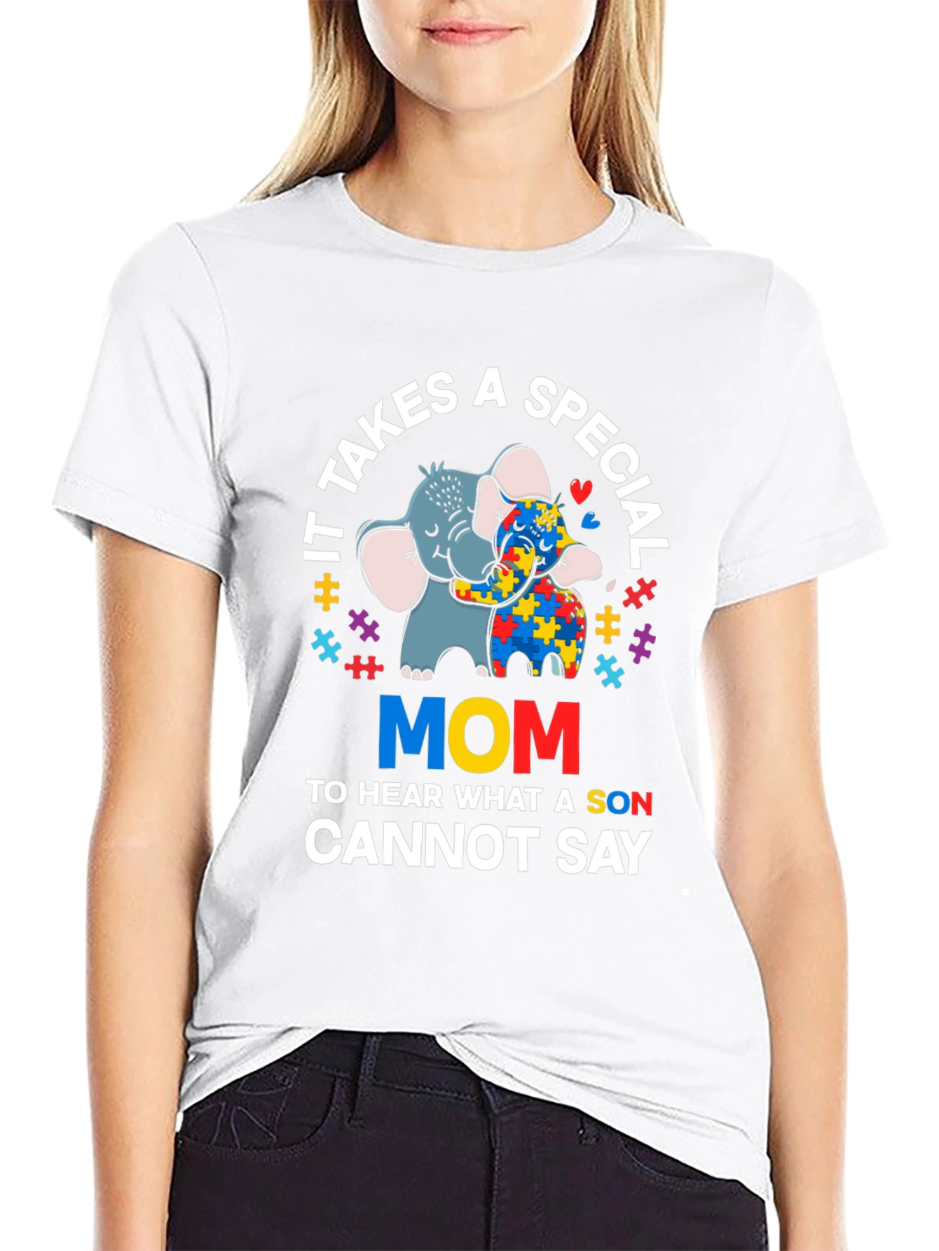 Autism Awareness Elephant Mom T-Shirt