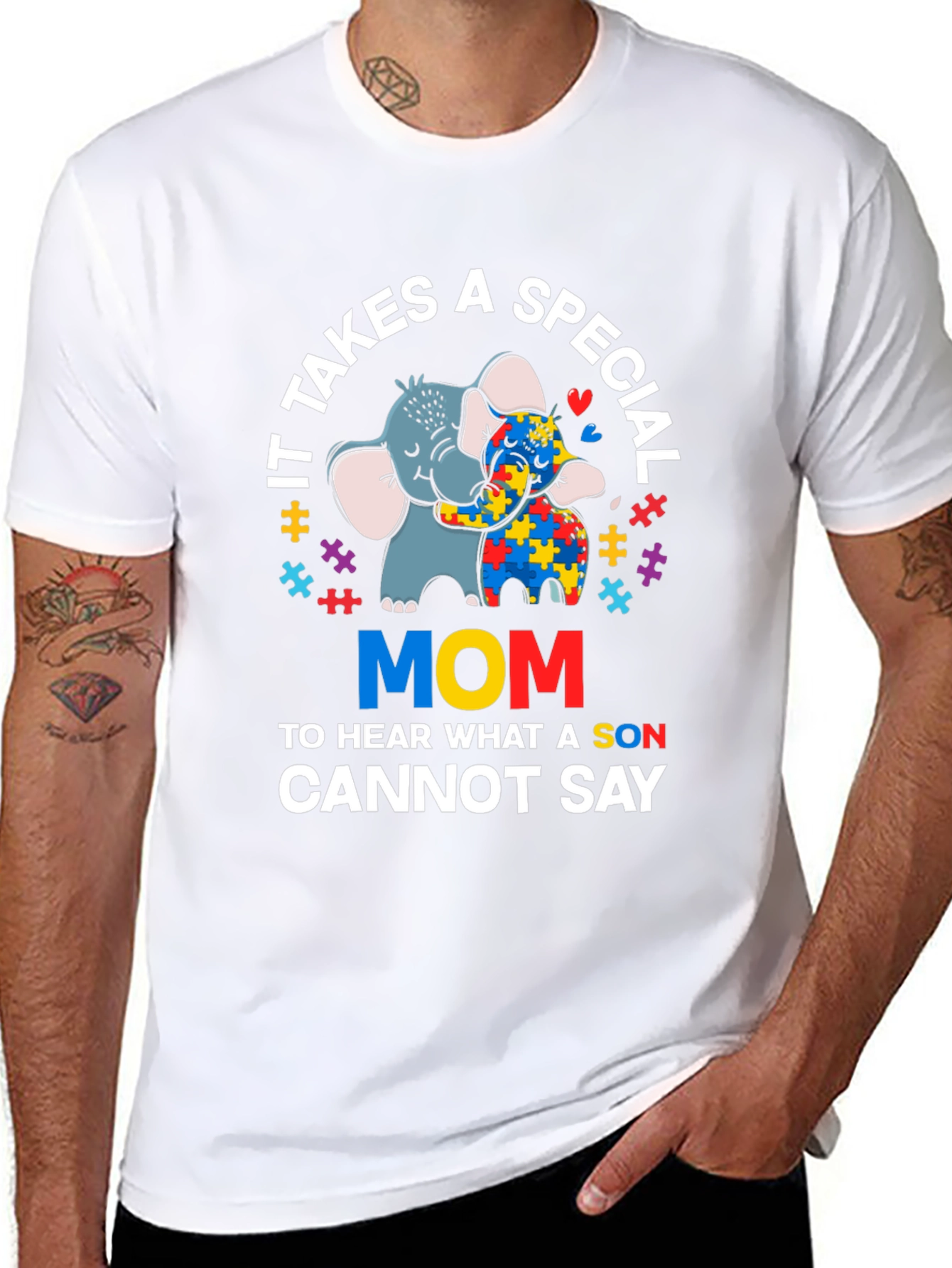 Autism Awareness Elephant Mom T-Shirt