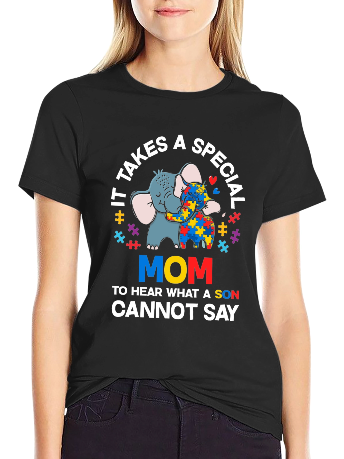 Autism Awareness Elephant Mom T-Shirt