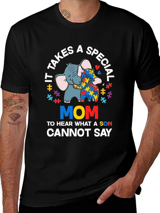 Autism Awareness Elephant Mom T-Shirt