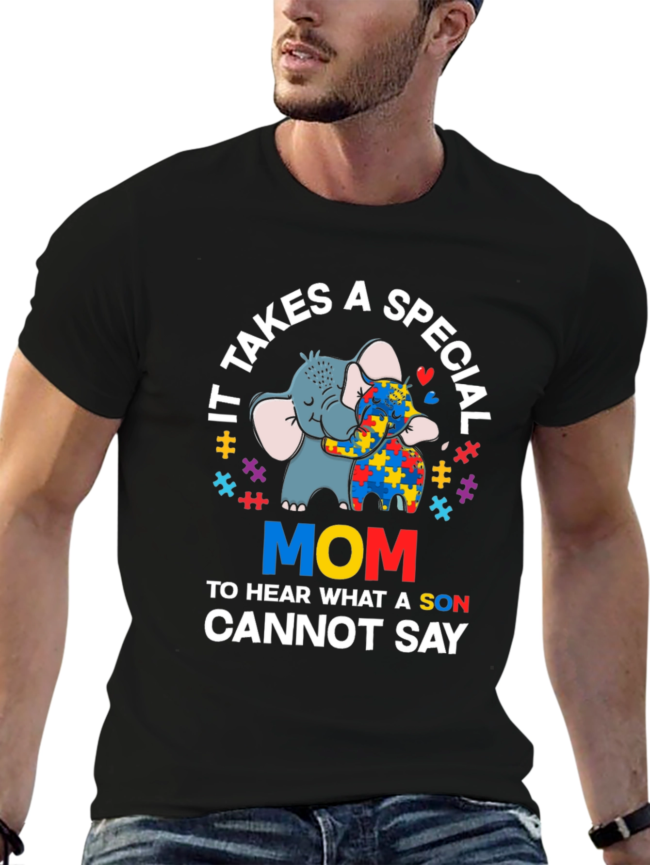 Autism Awareness Elephant Mom T-Shirt