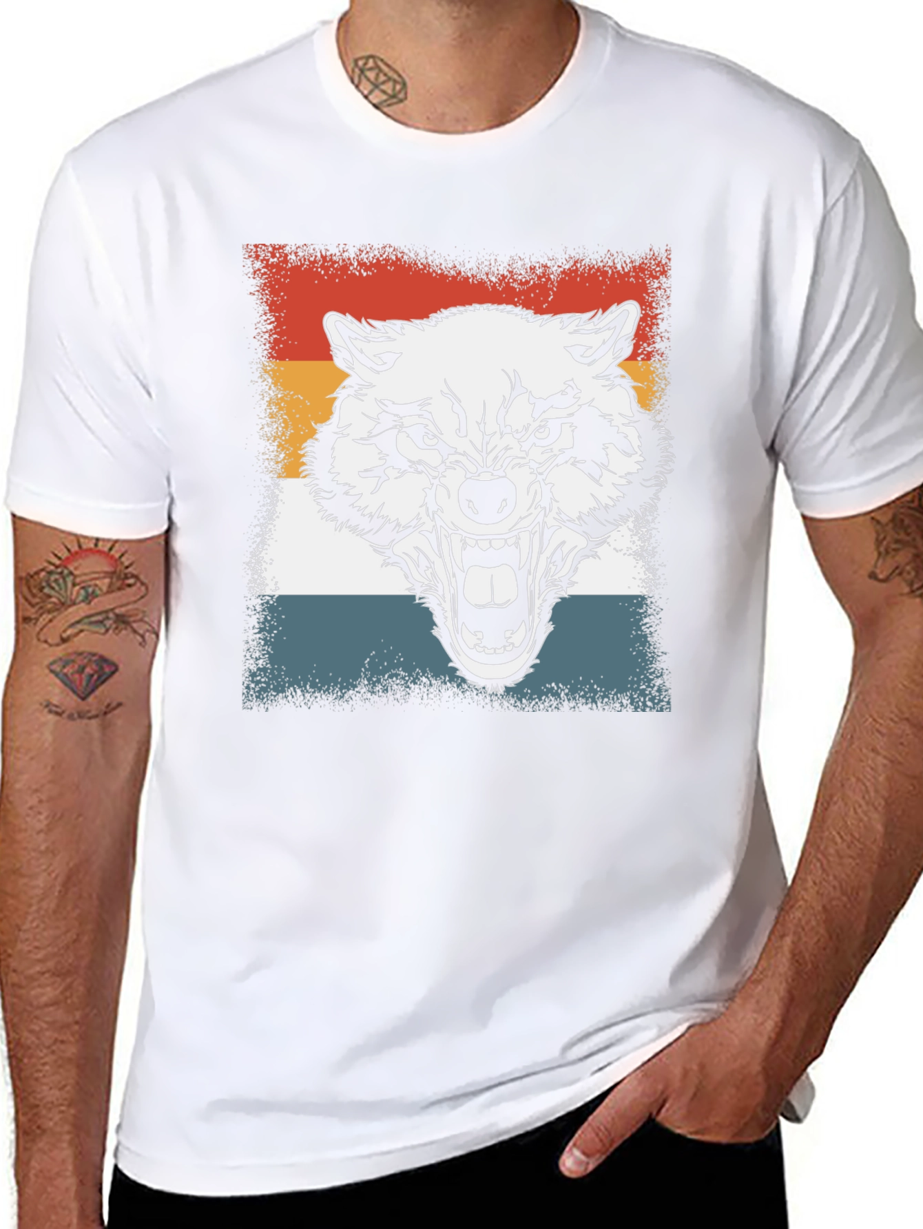 Retro Wolf Graphic T-Shirt - Bold Animal Tee