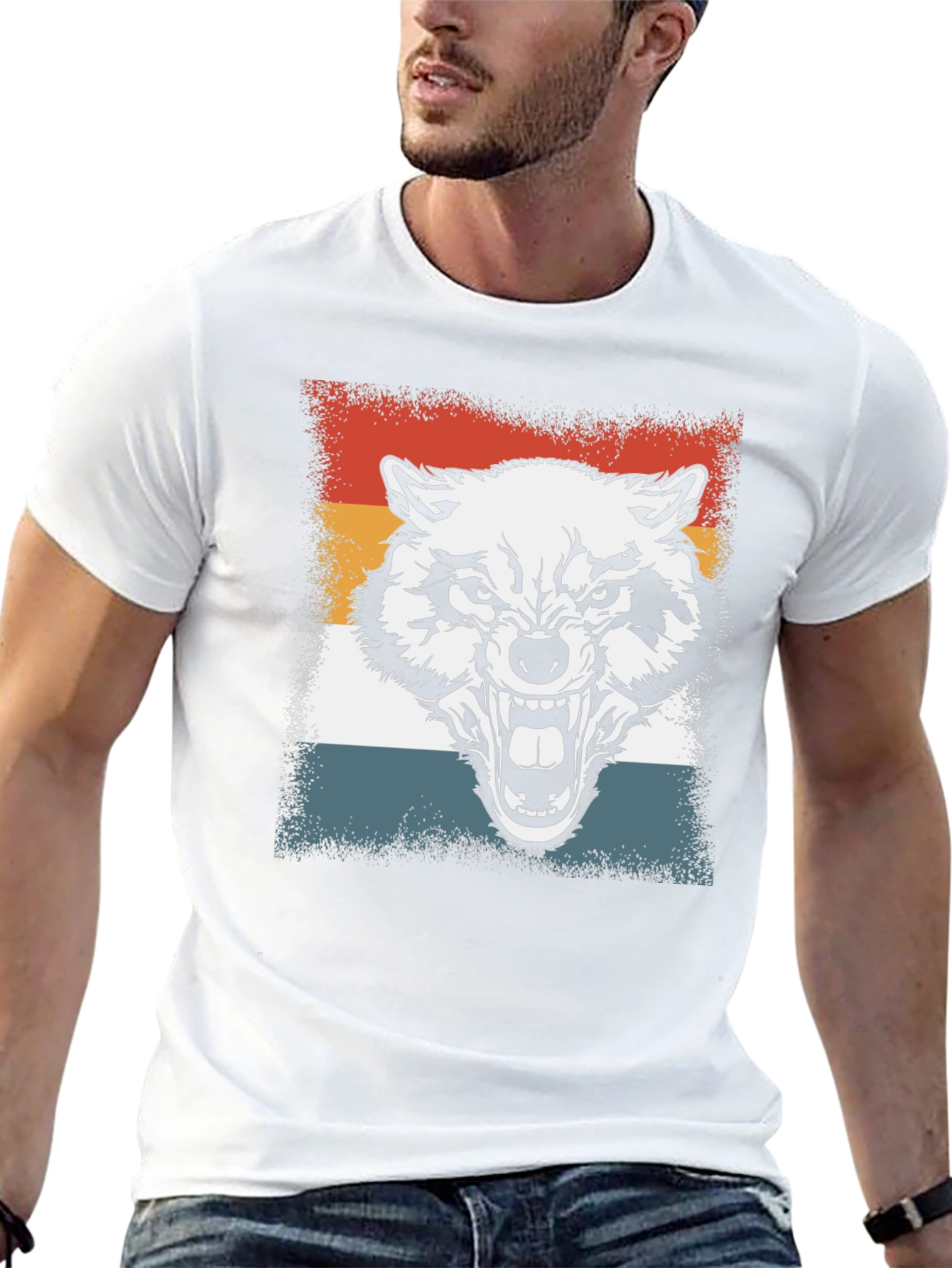 Retro Wolf Graphic T-Shirt - Bold Animal Tee
