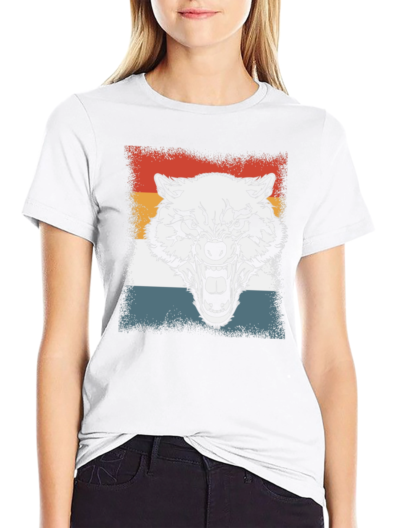 Retro Wolf Graphic T-Shirt - Bold Animal Tee
