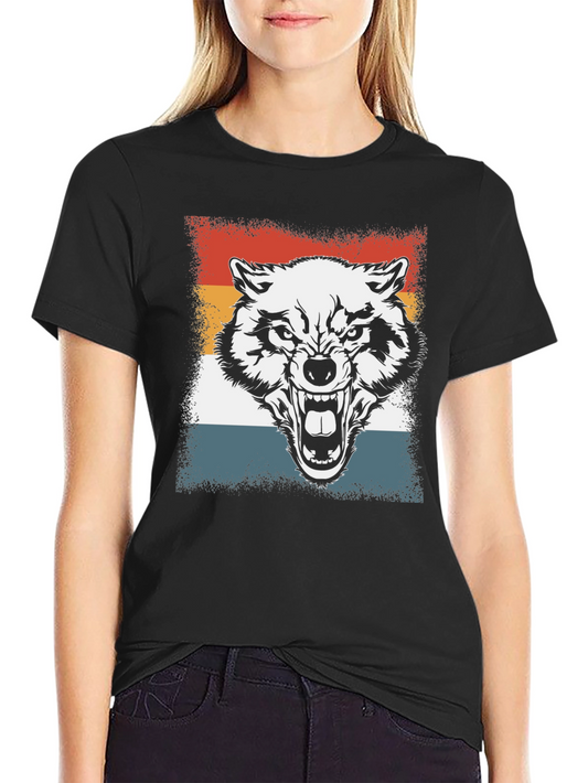 Retro Wolf Graphic T-Shirt - Bold Animal Tee