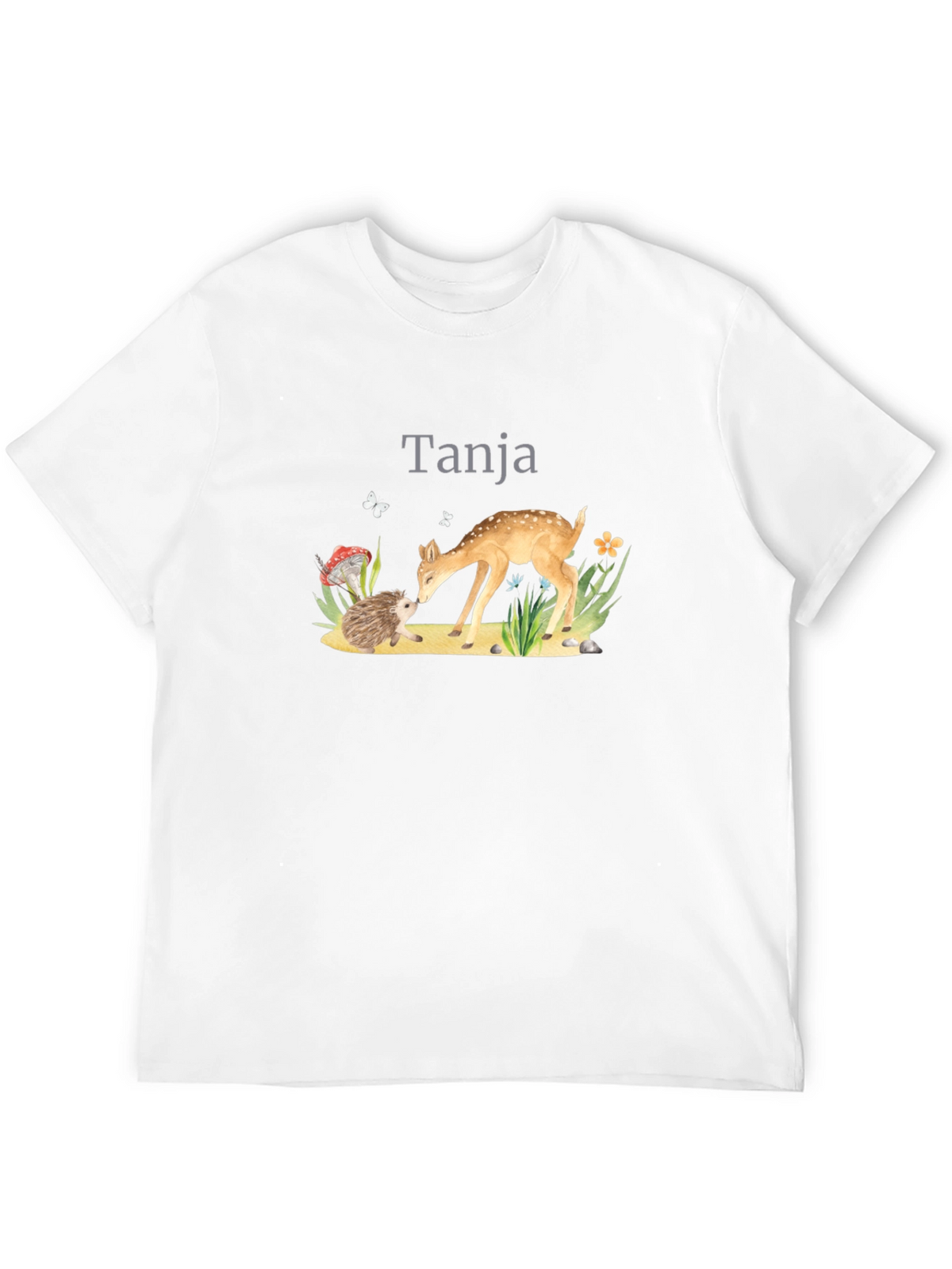 Cute Deer and Hedgehog Black Graphic Tee