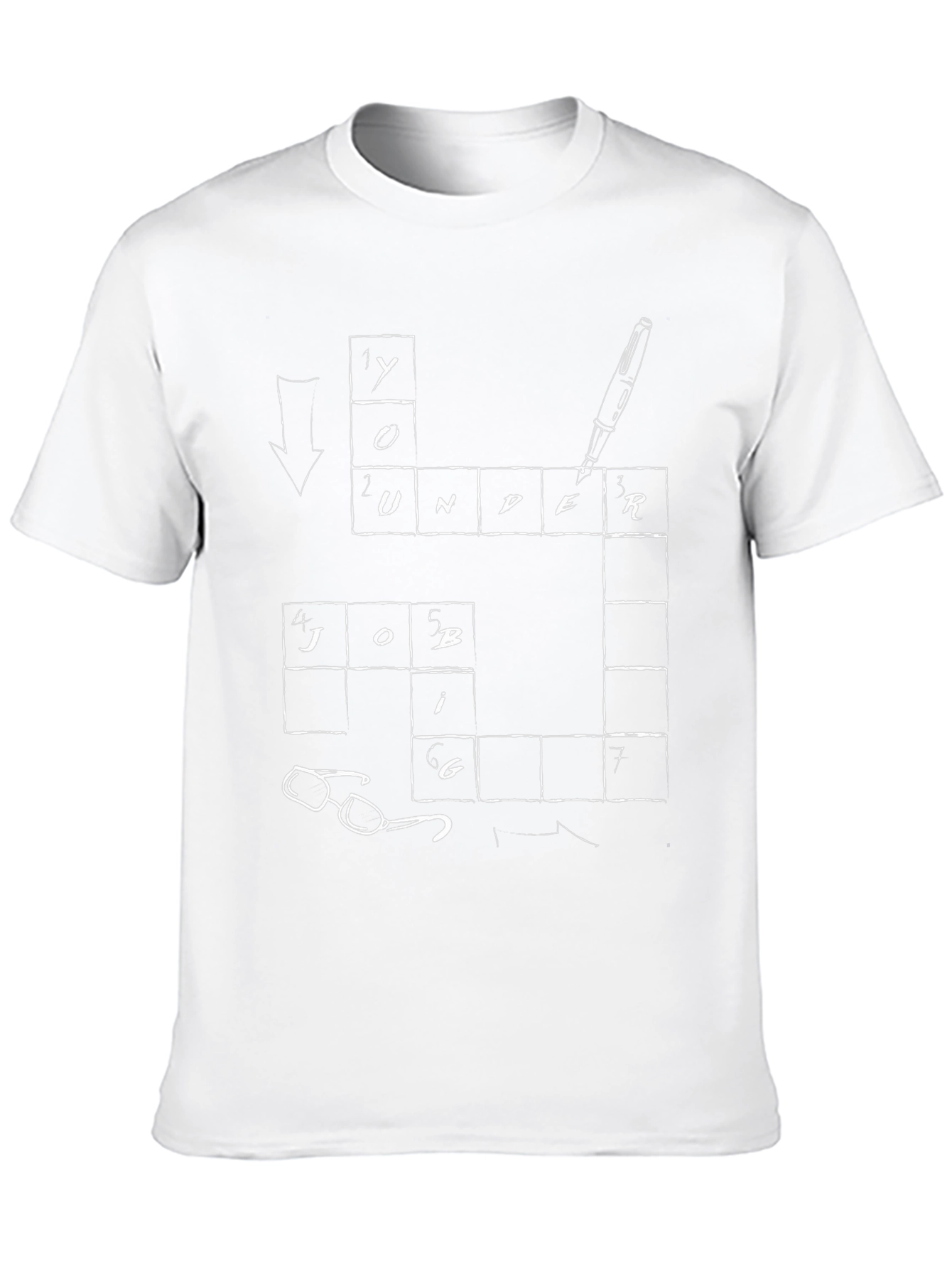 Under Job T-Shirt Crossword Puzzle Novelty Tee