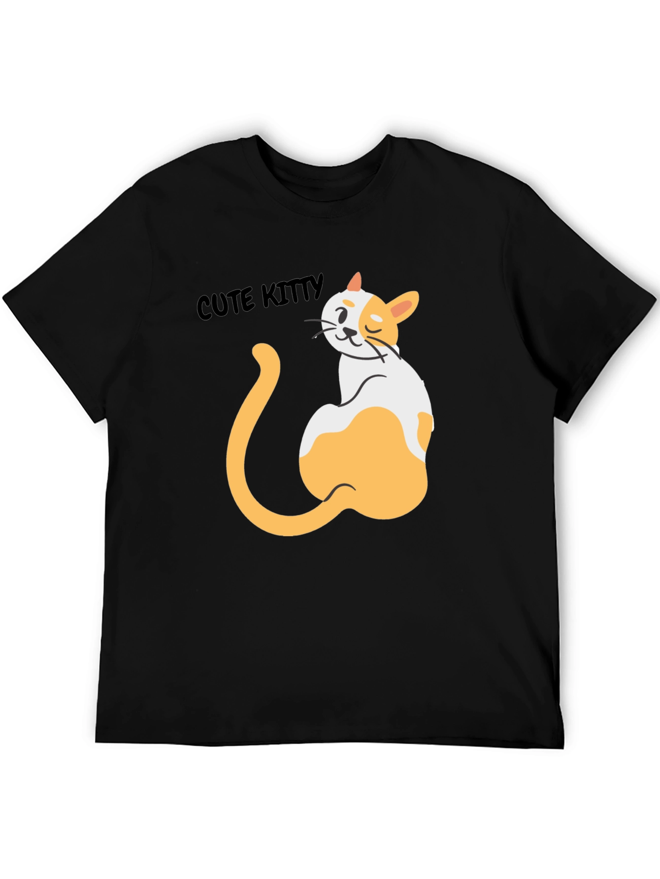 Cute Kitty Graphic Black T-Shirt