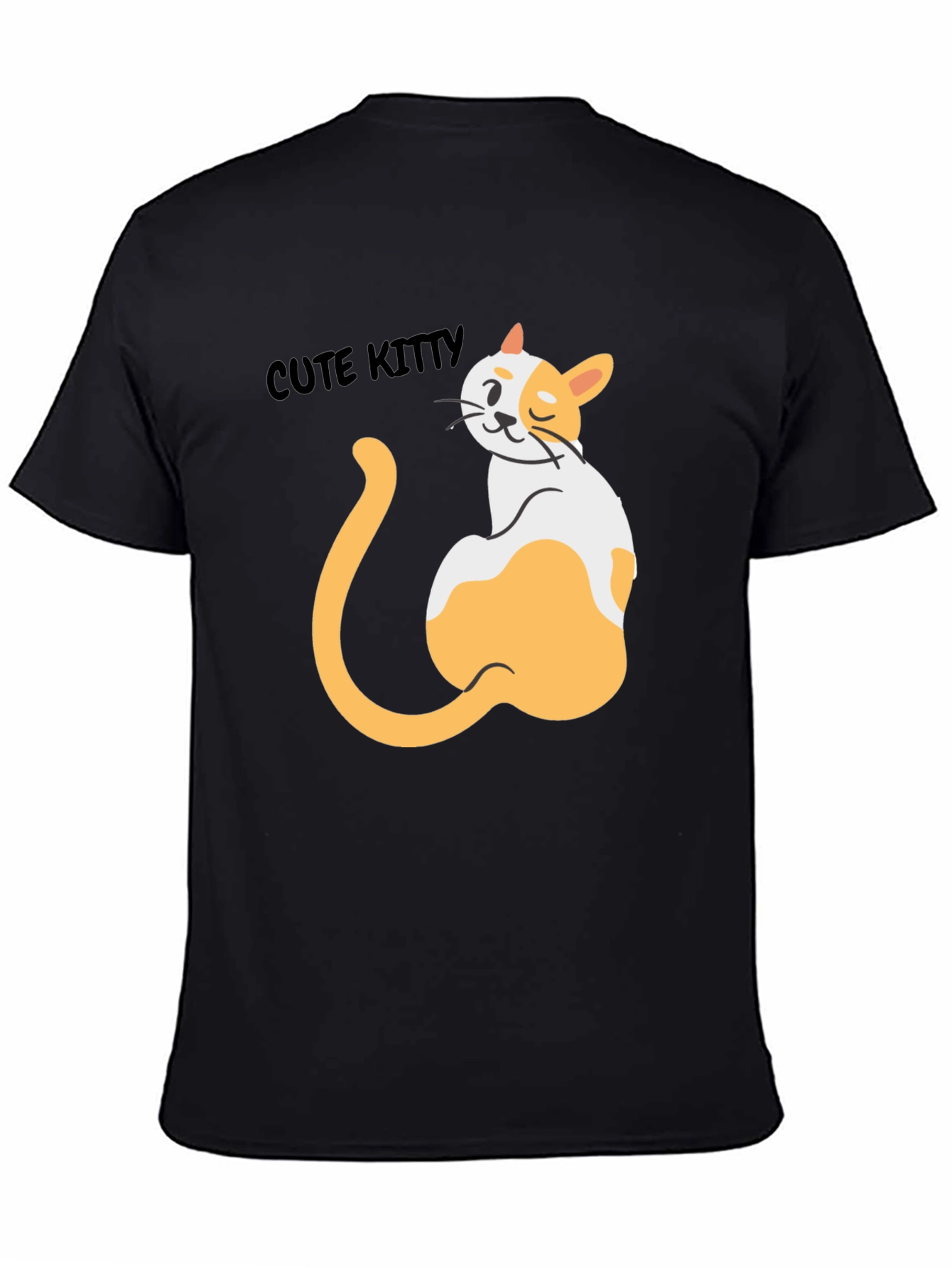 Cute Kitty Graphic Black T-Shirt