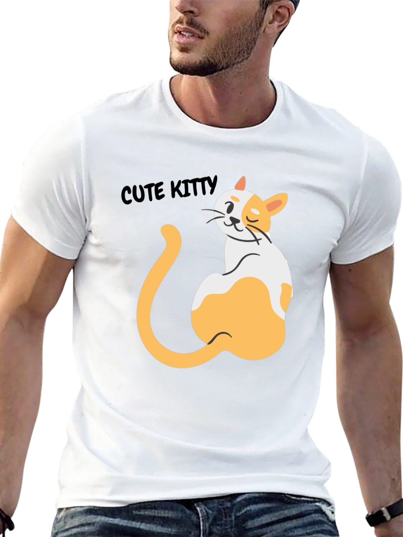 Cute Kitty Graphic Black T-Shirt