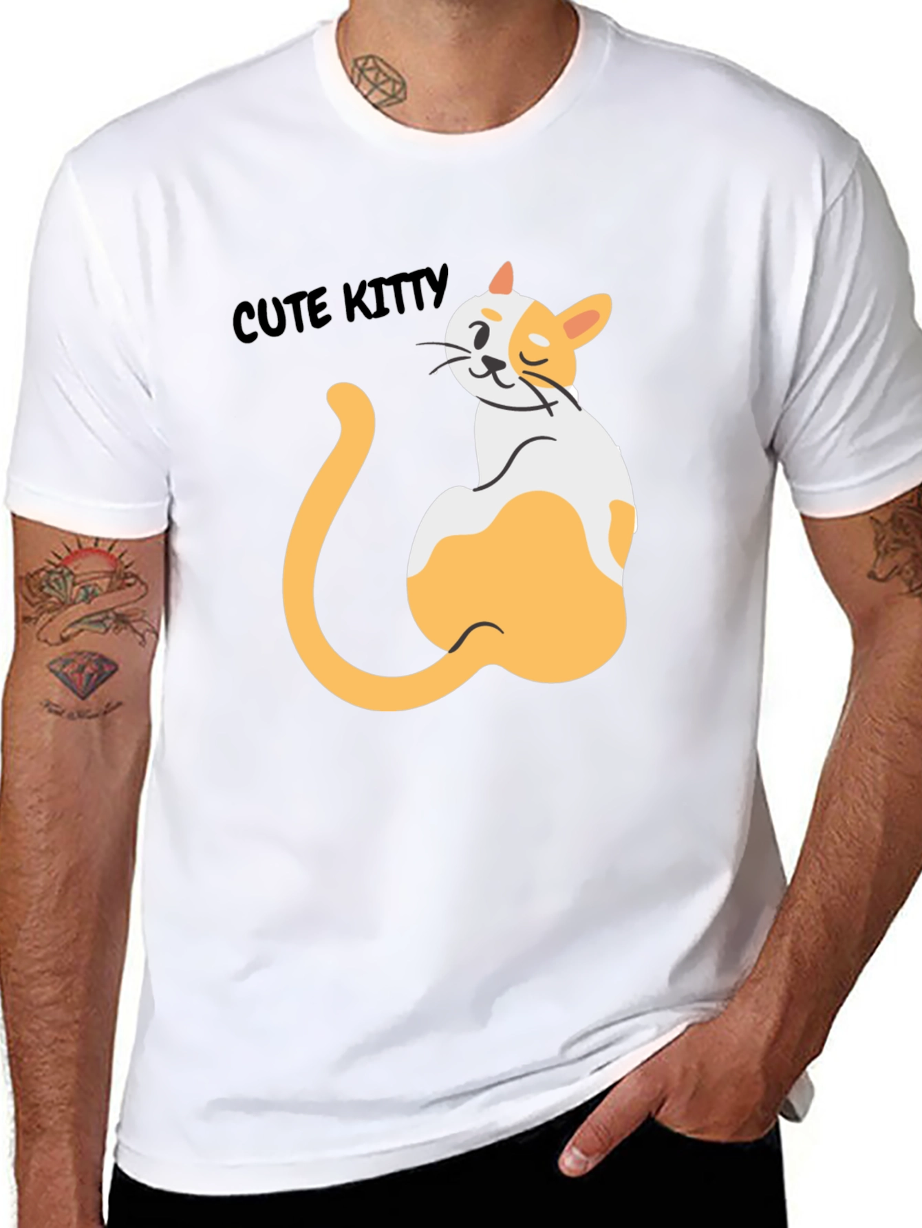 Cute Kitty Graphic Black T-Shirt