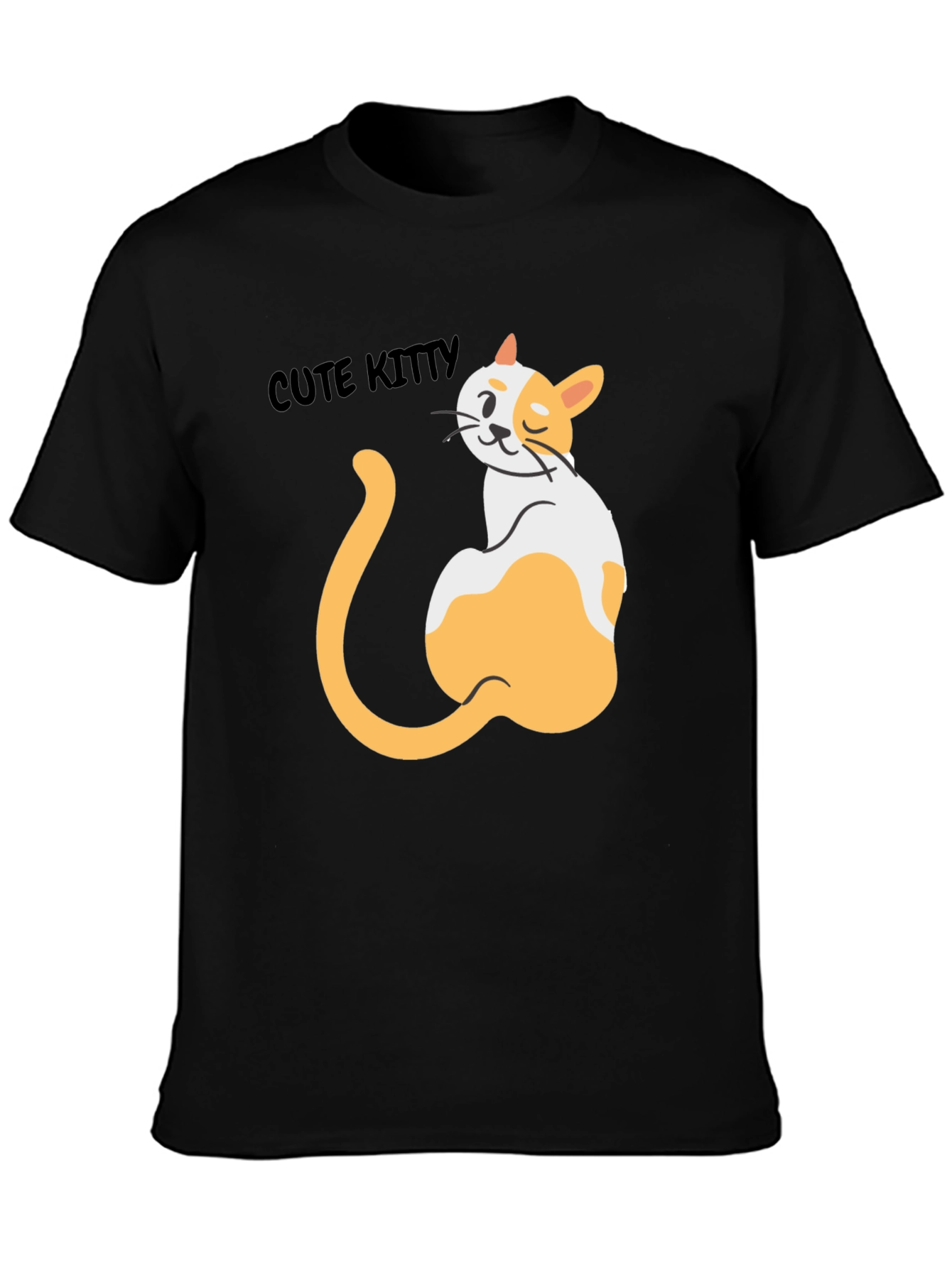 Cute Kitty Graphic Black T-Shirt