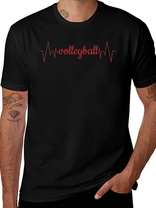 Volleyball Heartbeat Graphic Tee - Black