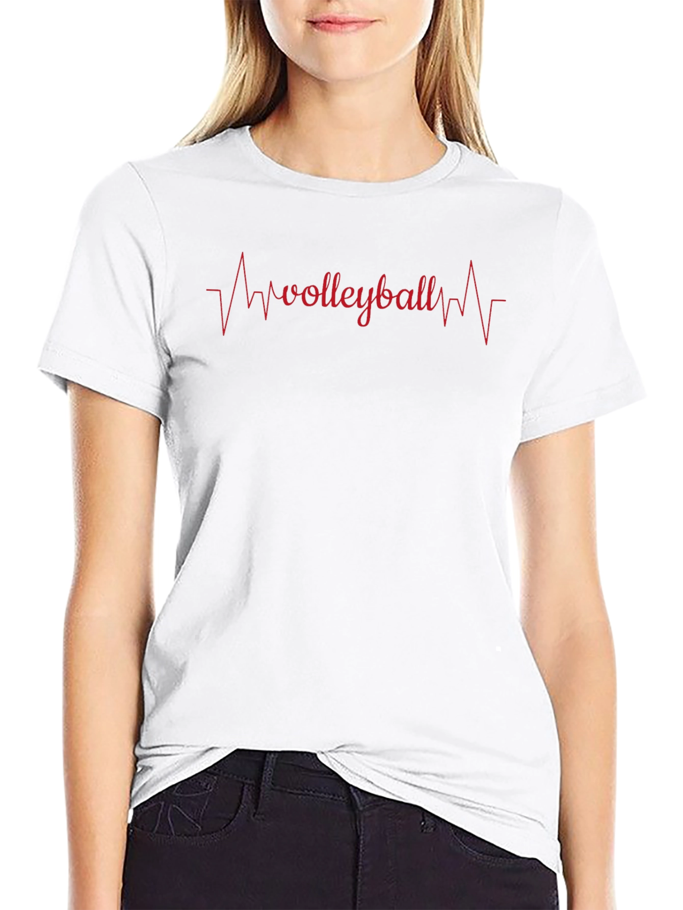 Volleyball Heartbeat Graphic Tee - Black