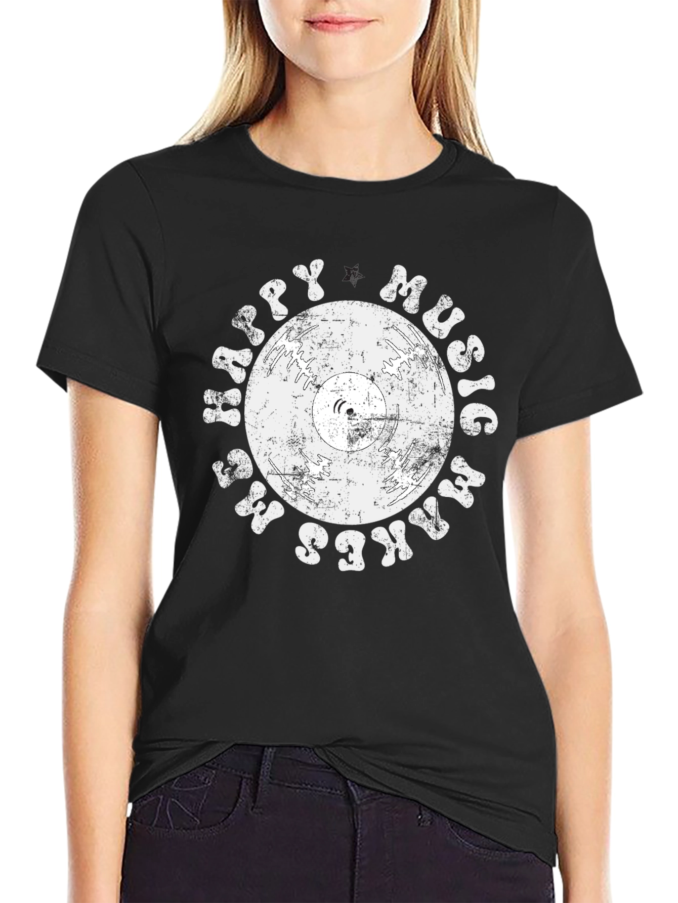 Retro Vinyl Music T-Shirt: Happy Music Makes Me Happy!