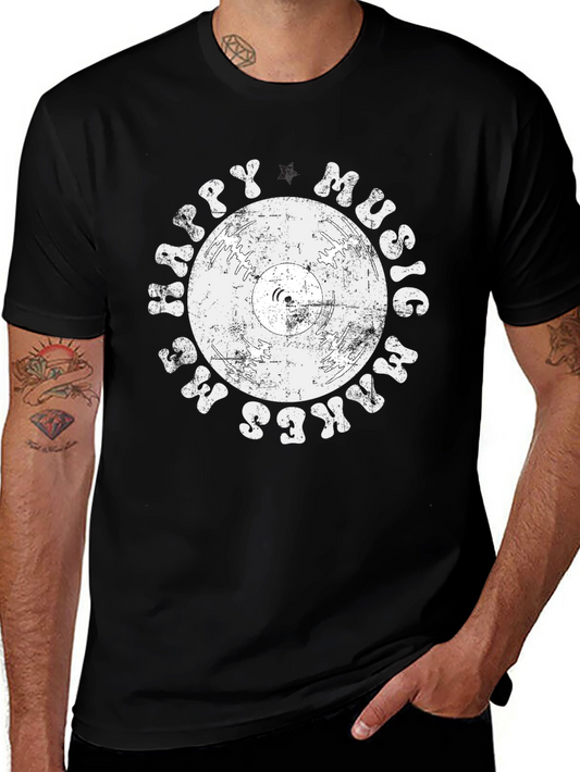 Retro Vinyl Music T-Shirt: Happy Music Makes Me Happy!